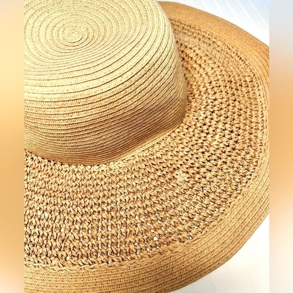 J. Crew Hat Tan Straw Wide Brim Floppy Textured Beach Summer Sun  One Size - Picture 13 of 14